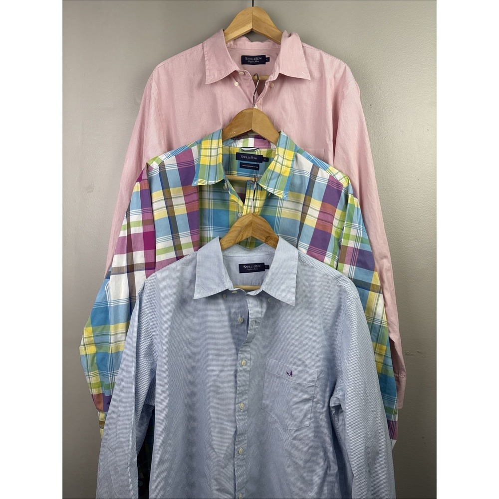 Seville Row Long Sleeve Button Down Shirt Size XL Lot Of 3 Preppy Classic
